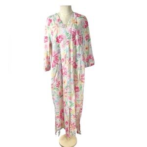 Miss Elaine floral zip front robe size L housecoat loungewear